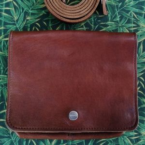 Early Shinola Leather Accordion Convertible Crossbody/ Clutch, Chocolate Brown